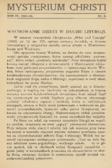 Mysterium Christi : czasopismo liturgiczne. R. 4, 1933, nr 8