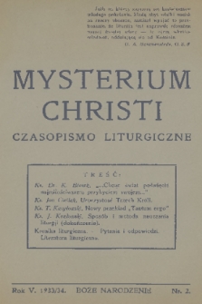 Mysterium Christi : czasopismo liturgiczne. R. 5, 1933, nr 2
