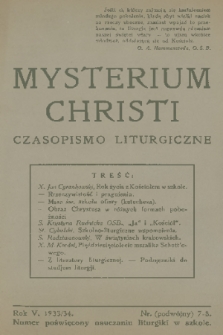 Mysterium Christi : czasopismo liturgiczne. R. 5, 1934, nr 7-8