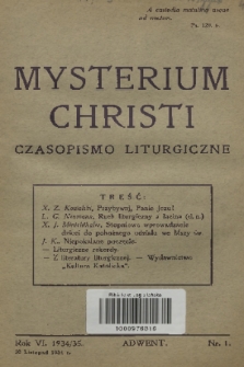 Mysterium Christi : czasopismo liturgiczne. R. 6, 1934, nr 1