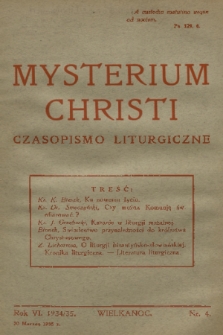 Mysterium Christi : czasopismo liturgiczne. R. 6, 1935, nr 4
