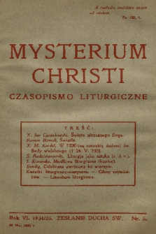 Mysterium Christi : czasopismo liturgiczne. R. 6, 1935, nr 5