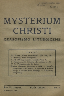 Mysterium Christi : czasopismo liturgiczne. R. 6, 1935, nr 6