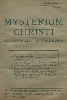 Mysterium Christi : czasopismo liturgiczne. R. 6, 1935, nr 7-8