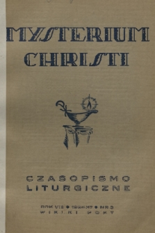 Mysterium Christi : czasopismo liturgiczne. R. 8, 1937, nr 3