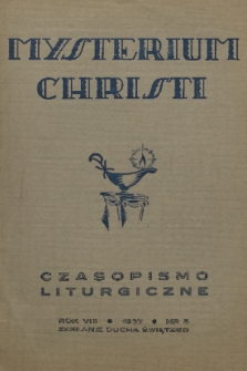 Mysterium Christi : czasopismo liturgiczne. R. 8, 1937, nr 5