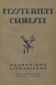 Mysterium Christi : czasopismo liturgiczne. R. 7, 1936, nr 3
