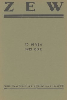 Zew : czasopismo młodzieży Państw. Gimnazjum IV im. Henryka Sienkiewicza. R. 1, 1933, nr 2