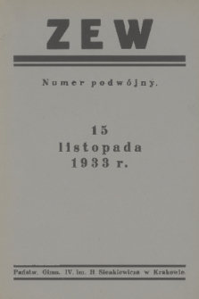 Zew : czasopismo młodzieży Państw. Gimnazjum IV im. Henryka Sienkiewicza. R. 1, 1933, nr 4-5