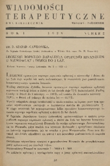 Wiadomości Terapeutyczne. R. 1, 1929, nr 2