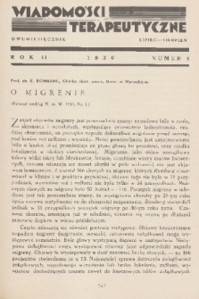 Wiadomości Terapeutyczne. R. 2, 1930, nr 4