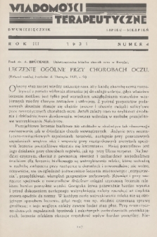 Wiadomości Terapeutyczne. R. 3, 1931, nr 4