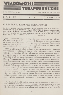 Wiadomości Terapeutyczne. R. 3, 1931, nr 6