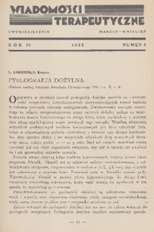 Wiadomości Terapeutyczne. R. 4, 1932, nr 2