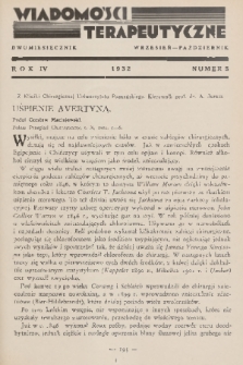 Wiadomości Terapeutyczne. R. 4, 1932, nr 5