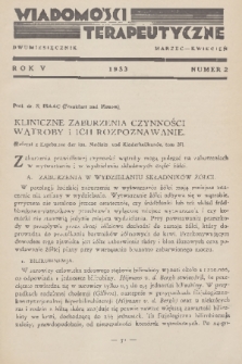 Wiadomości Terapeutyczne. R. 5, 1933, nr 2