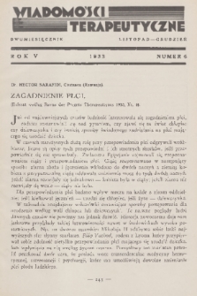 Wiadomości Terapeutyczne. R. 5, 1933, nr 6