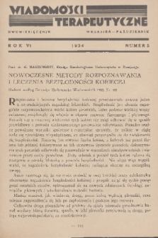 Wiadomości Terapeutyczne. R. 6, 1934, nr 5