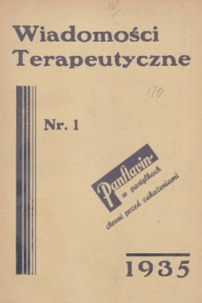 Wiadomości Terapeutyczne. R. 7, 1935, nr 1