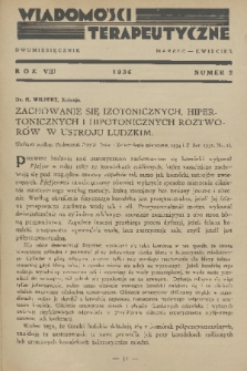Wiadomości Terapeutyczne. R. 8, 1936, nr 2