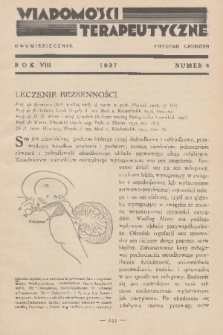 Wiadomości Terapeutyczne. R. 8, 1937, nr 6