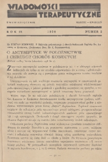 Wiadomości Terapeutyczne. R. 9, 1938, nr 2