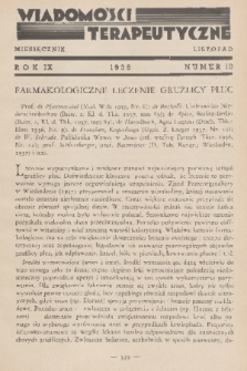 Wiadomości Terapeutyczne. R. 9, 1938, nr 10