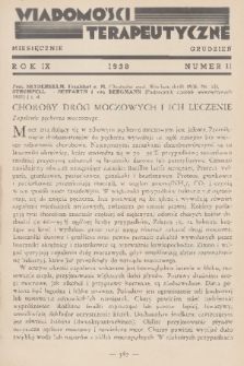 Wiadomości Terapeutyczne. R. 9, 1938, nr 11