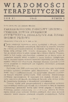 Wiadomości Terapeutyczne. R. 11, 1940, nr 5