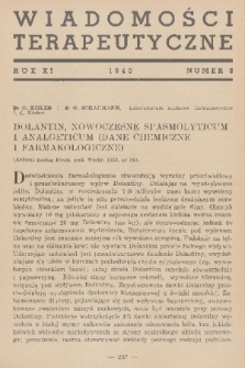 Wiadomości Terapeutyczne. R. 11, 1940, nr 8