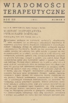 Wiadomości Terapeutyczne. R. 12, 1941, nr 3