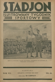 Stadjon : ilustrowany tygodnik sportowy. R. 7, 1929, nr 49