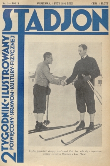 Stadjon : dwutygodnik ilustrowany poświęcony sprawom kultury fizycznej. R. 10, 1932, nr 3