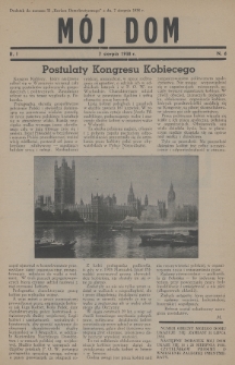 Mój Dom : dodatek do numeru 32. Kuriera Demokratycznego z dn. 7 sierpnia 1938, nr 6