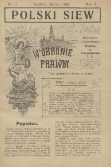 Polski Siew : w obronie prawdy. R. 10, 1916, nr 3