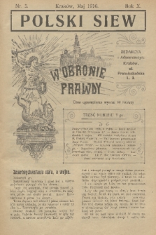 Polski Siew : w obronie prawdy. R. 10, 1916, nr 5