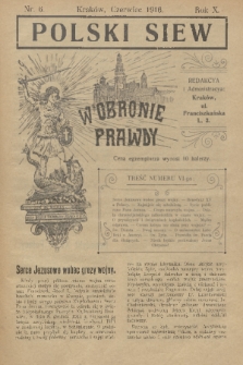 Polski Siew : w obronie prawdy. R. 10, 1916, nr 6