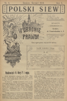Polski Siew : w obronie prawdy. R. 10, 1916, nr 8
