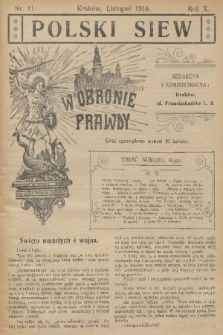 Polski Siew : w obronie prawdy. R. 10, 1916, nr 11