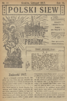 Polski Siew : w obronie prawdy. R. 11, 1917, nr 11