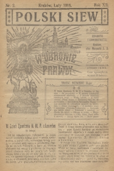 Polski Siew : w obronie prawdy. R. 12, 1918, nr 2