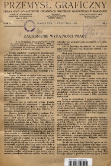 Przemysł Graficzny : organ Rady Połączonych Organizacji Przemysłu Graficznego w Warszawie. R. 2, 1925, nr 1
