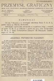 Przemysł Graficzny : organ Rady Połączonych Organizacji Przemysłu Graficznego w Warszawie. R. 3, 1926, nr 1
