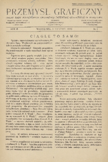Przemysł Graficzny : organ Rady Połączonych Organizacji Przemysłu Graficznego w Warszawie. R. 3, 1926, nr 2