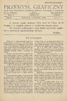 Przemysł Graficzny : organ Rady Połączonych Organizacji Przemysłu Graficznego w Warszawie. R. 3, 1926, nr 7-9