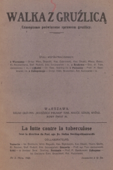 Walka z Gruźlicą = La Lutte Contre la Tubercoulose : czasopismo poświęcone sprawom gruźlicy. 1925, nr 3