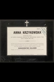Anna Krzykowska [...] zasnęła w Panu dnia 17 Sierpnia 1803 roku