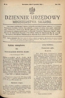 Dziennik Urzędowy Ministerstwa Skarbu. 1926, nr 33