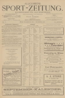 Allgemeine Sport-Zeitung : Wochenschrift für alle Sportzweige. Jg.20, 1899, No. 74