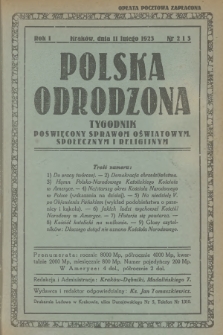 Polska Odrodzona : tygodnik poświęcony sprawom oświatowym, społecznym i religijnym. R.1, 1923, nr 2